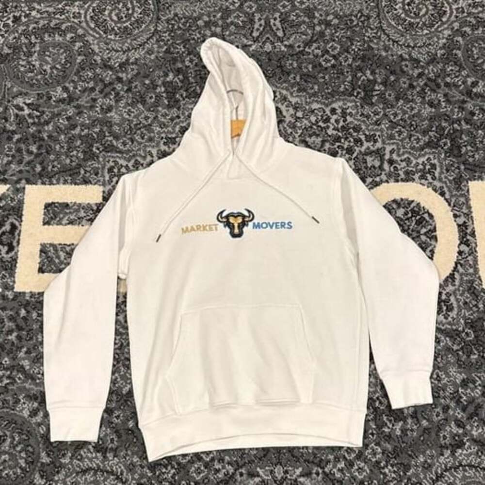 Bull Head Hoodie Sweatshirt Large White  Pullover Cotton Poly